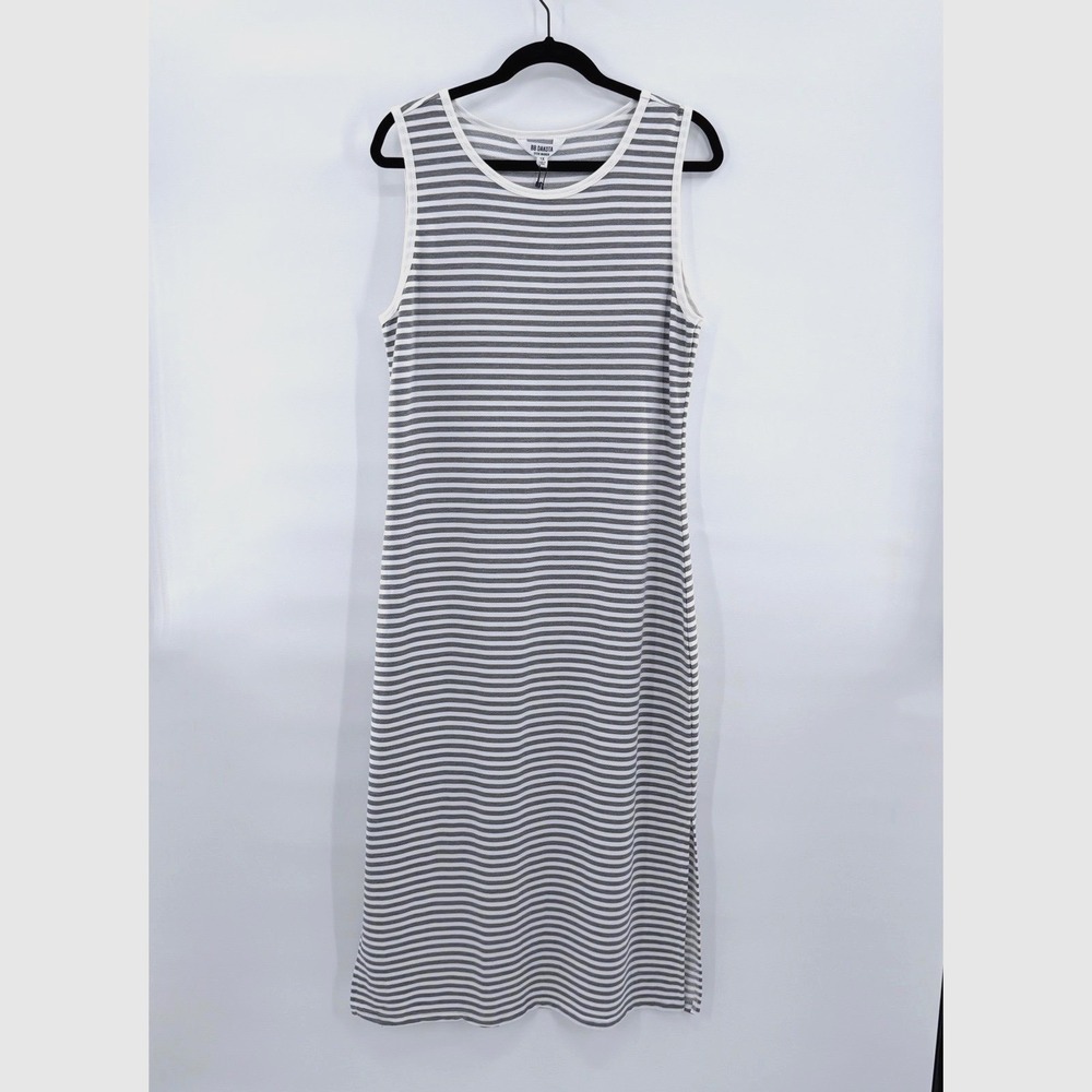 Coastal Tennis Prep Gray Striped Tank Sheath Dress Layering Basic 1X NWT